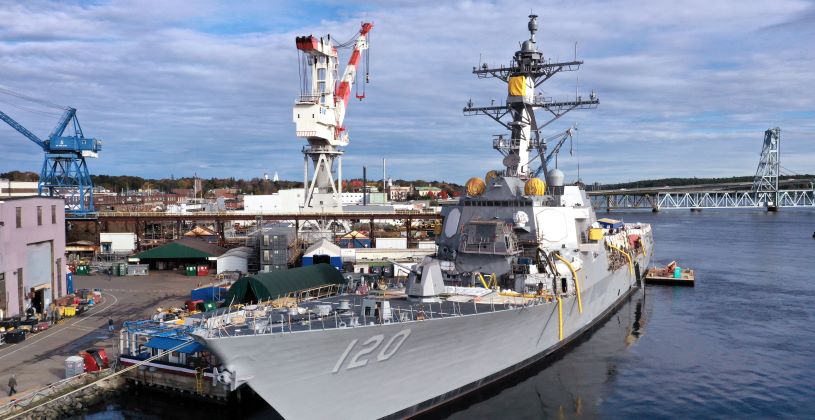 DDG 120 pier side at Bath Iron Works in Bath, Maine.